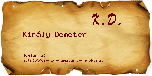 Király Demeter névjegykártya